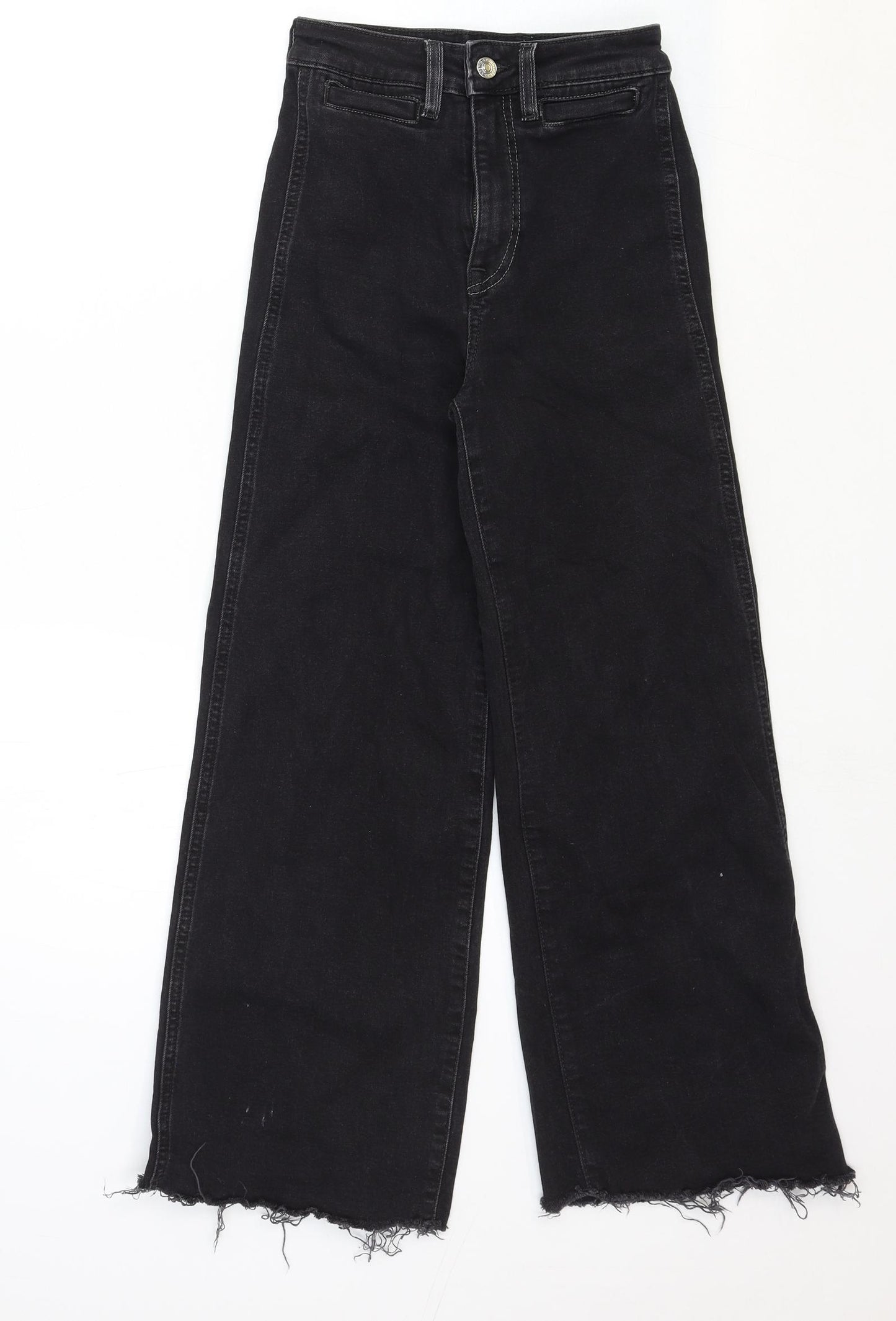&Denim Womens Black Cotton Wide-Leg Jeans Size 4XL Regular Zip