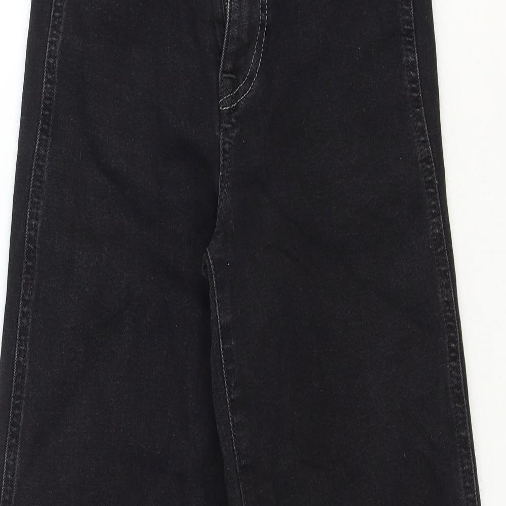&Denim Womens Black Cotton Wide-Leg Jeans Size 4XL Regular Zip