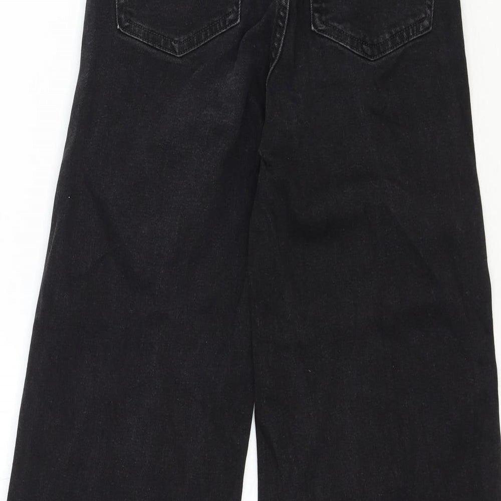 &Denim Womens Black Cotton Wide-Leg Jeans Size 4XL Regular Zip