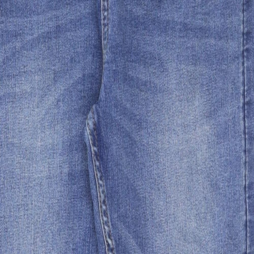 Matalan Girls Blue Herringbone Cotton Skinny Jeans Size 14 Years Regular Zip