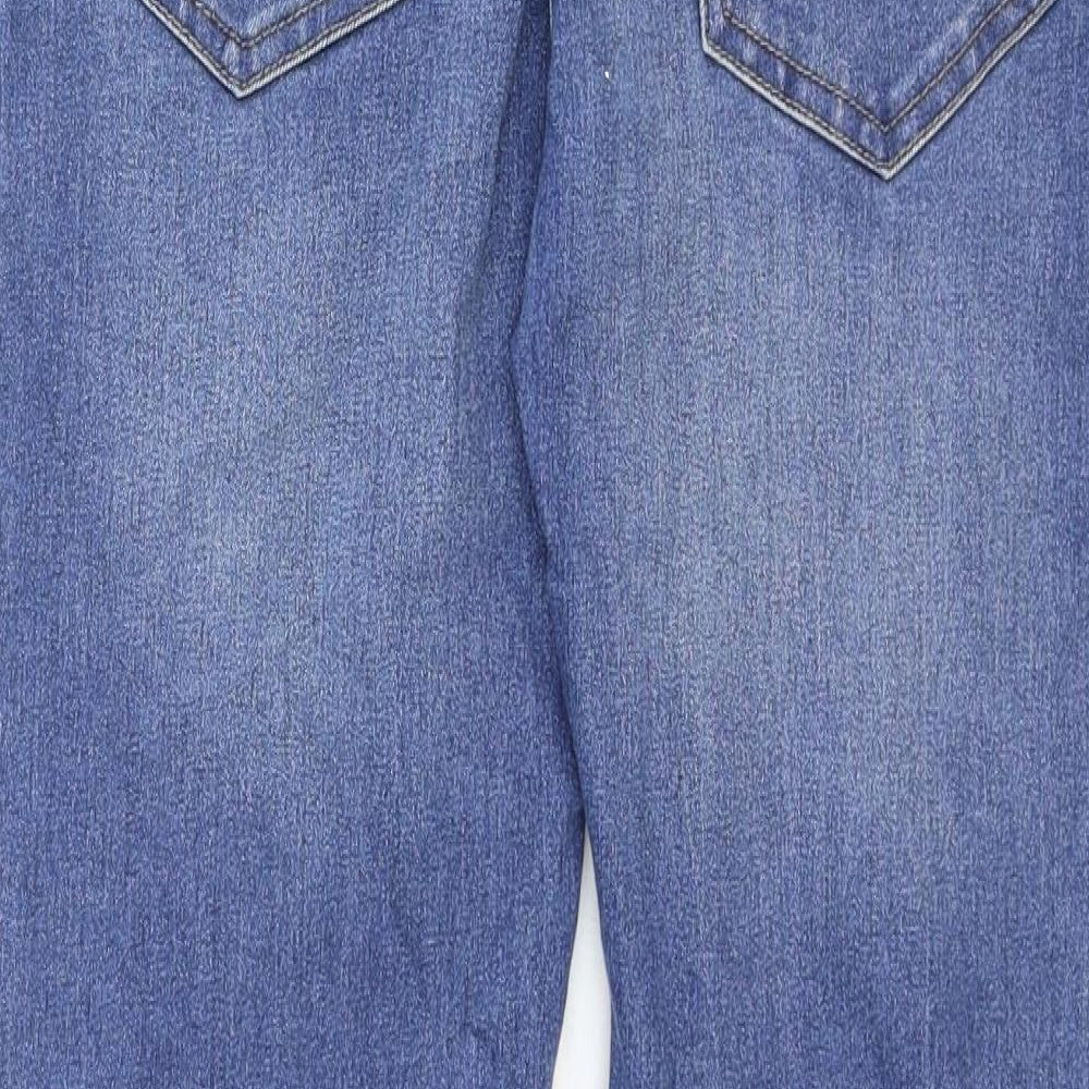 Matalan Girls Blue Herringbone Cotton Skinny Jeans Size 14 Years Regular Zip