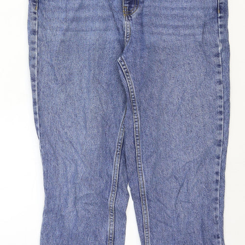 Topshop Womens Blue Cotton Straight Jeans Size 28 in Regular Zip