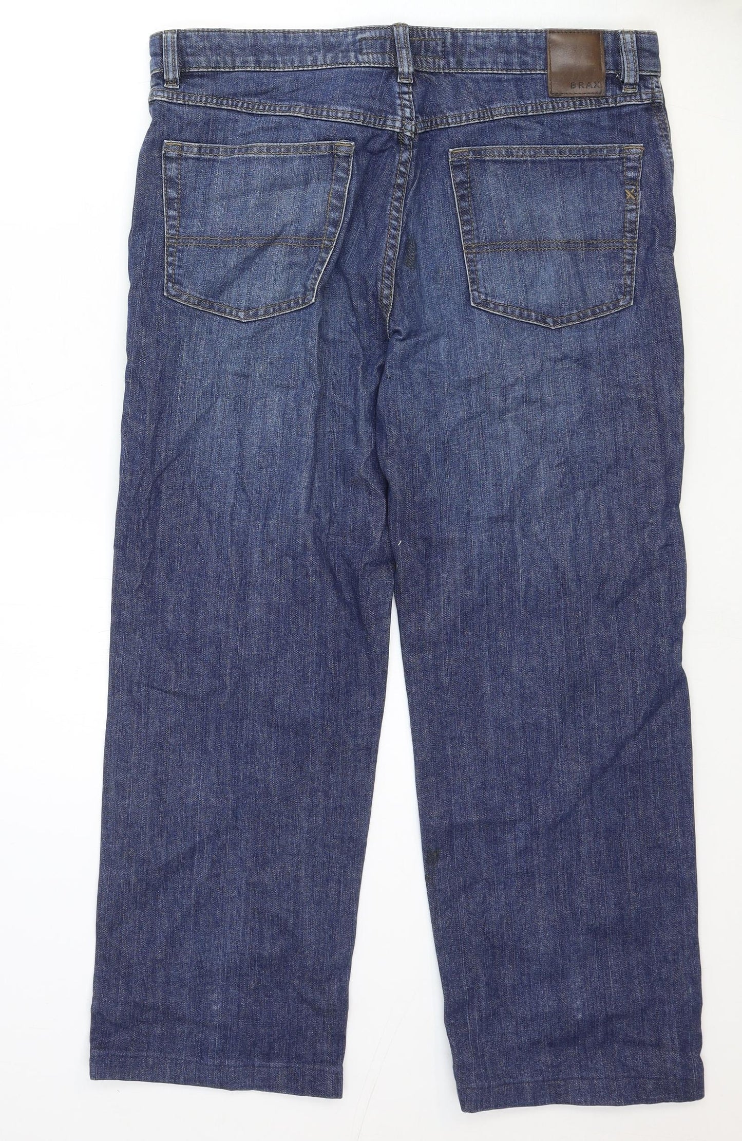 BRAX Mens Blue Cotton Straight Jeans Size 32 in Regular Zip