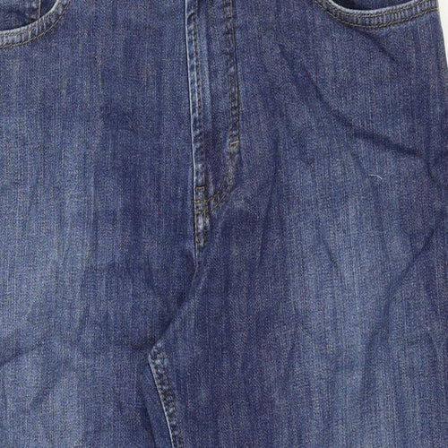 BRAX Mens Blue Cotton Straight Jeans Size 32 in Regular Zip