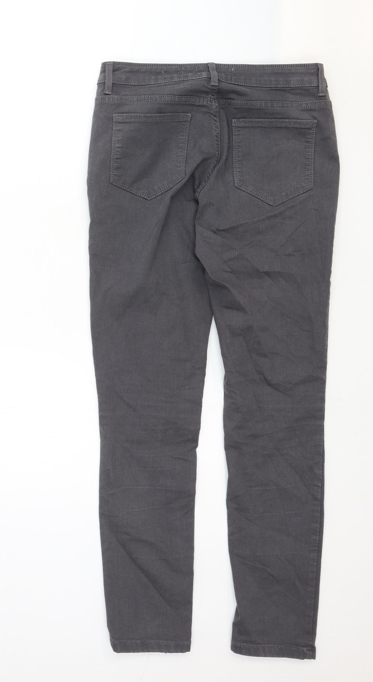 Fat Face Womens Grey Cotton Straight Jeans Size 10 Regular Zip