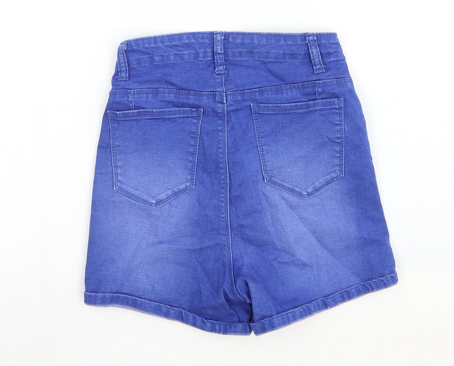 Denim & Co. Womens Blue Cotton Hot Pants Shorts Size 10 Regular Zip