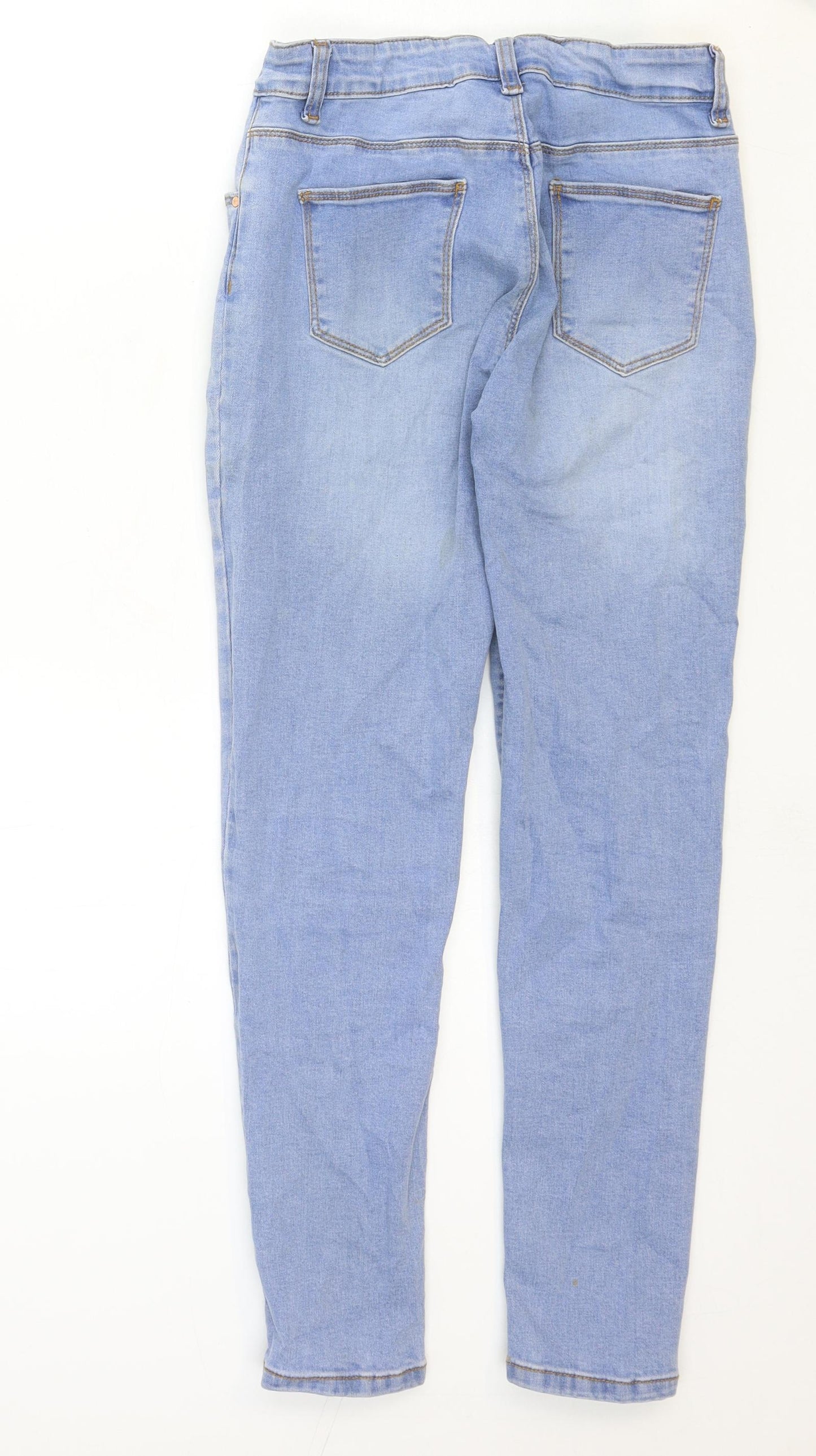 Denim & Co. Girls Blue Cotton Skinny Jeans Size 12-13 Years Regular Zip