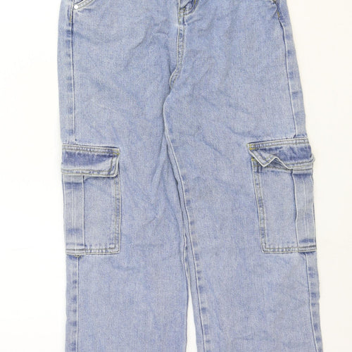Preworn Womens Blue Cotton Straight Jeans Size 26 in Regular Zip