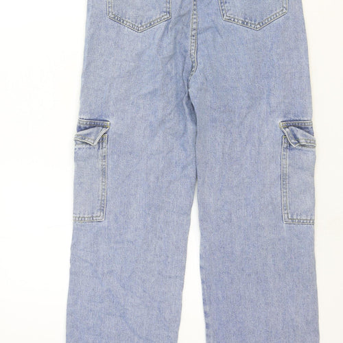 Preworn Womens Blue Cotton Straight Jeans Size 26 in Regular Zip