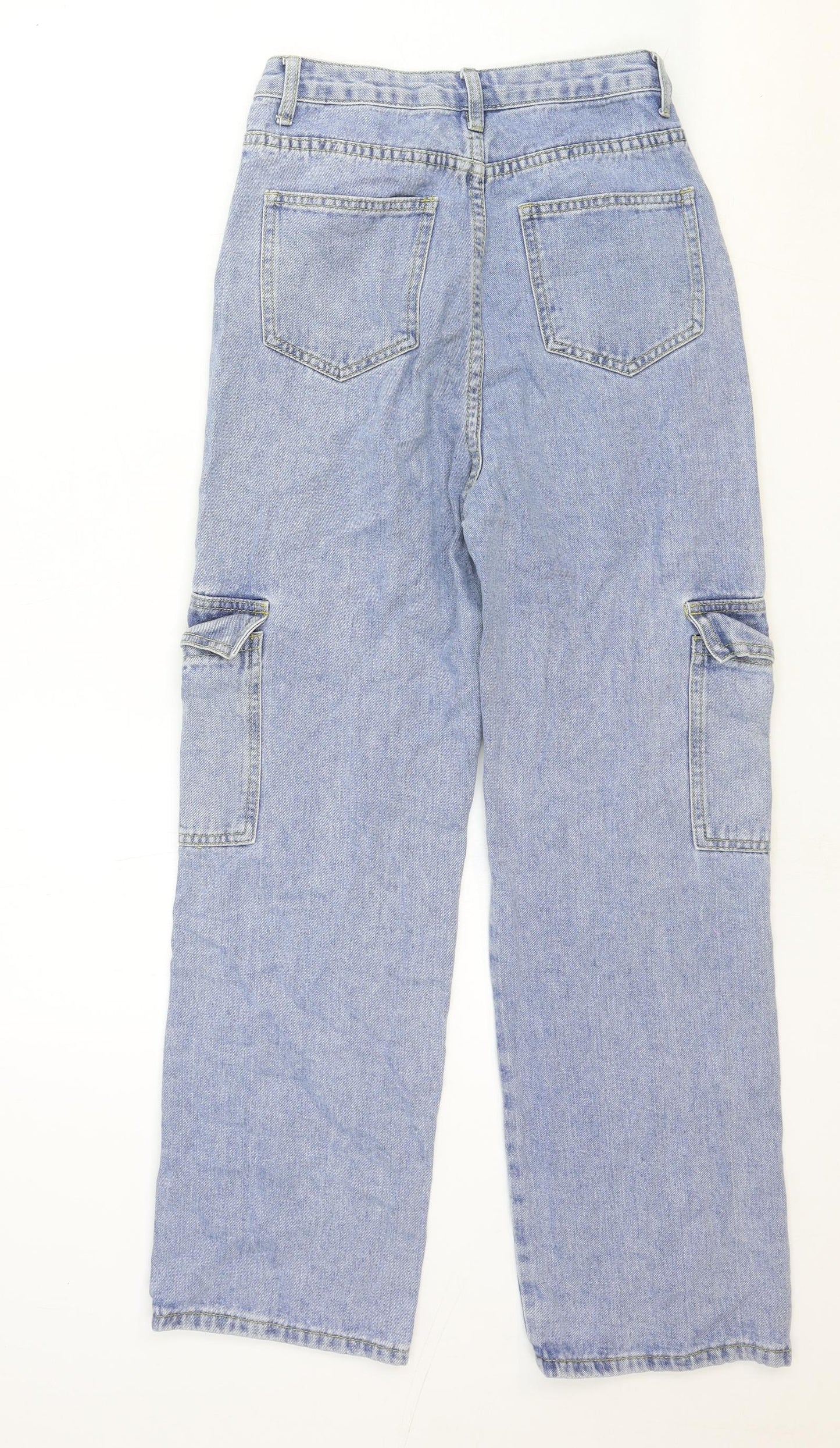 Preworn Womens Blue Cotton Straight Jeans Size 26 in Regular Zip