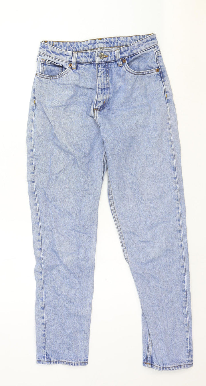 Monki Womens Blue Cotton Straight Jeans Size 27 in Regular Zip