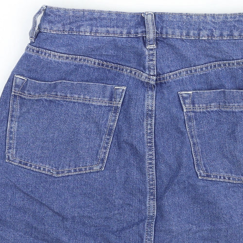 &Denim Womens Blue Cotton A-Line Skirt Size 6 Zip