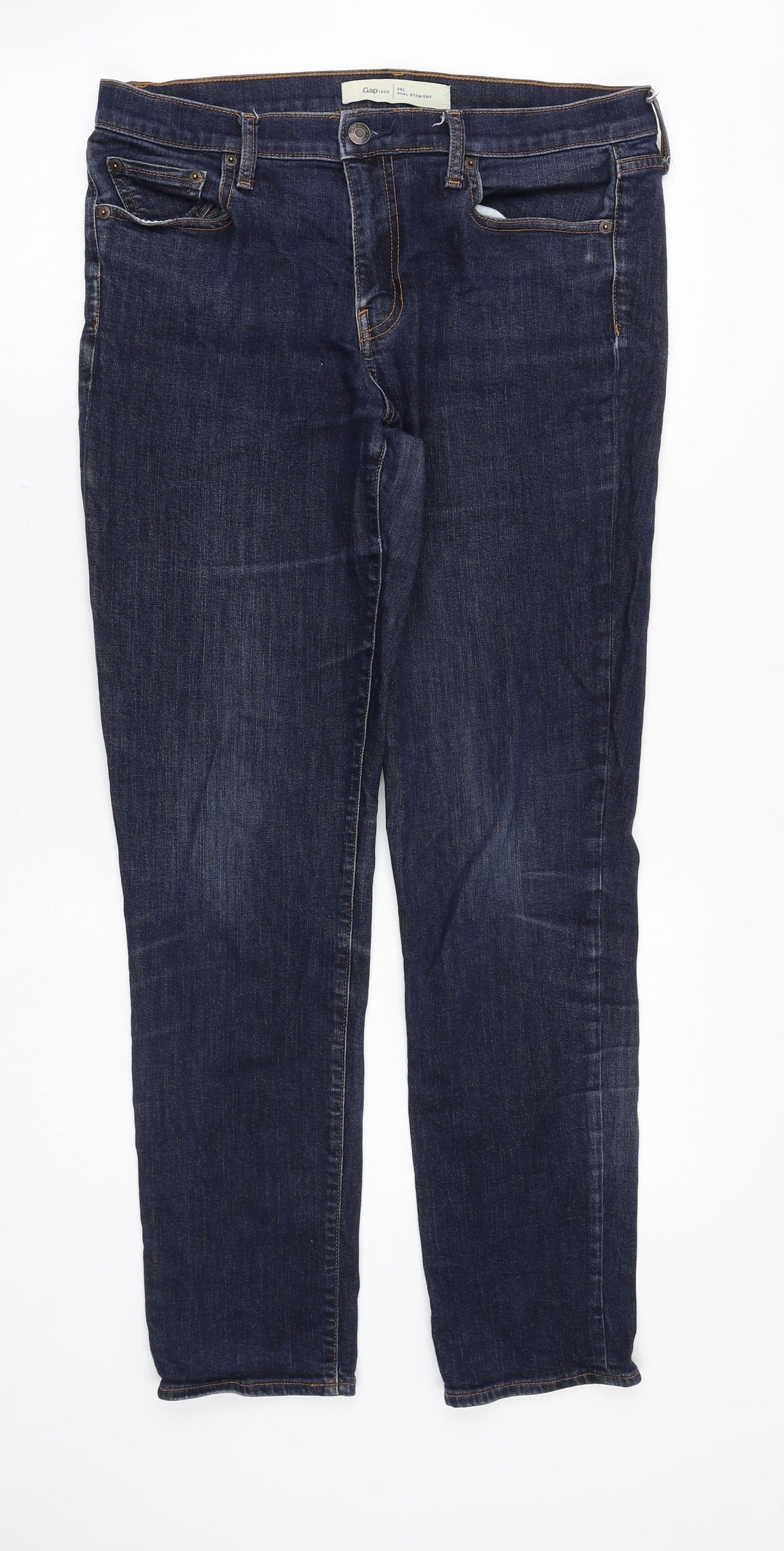 Gap Womens Blue Cotton Straight Jeans Size 32 in Regular Zip