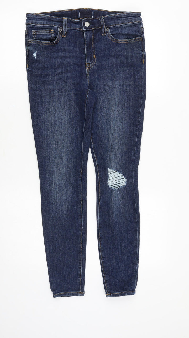Preworn Womens Blue Cotton Skinny Jeans Size 30 in Slim Zip