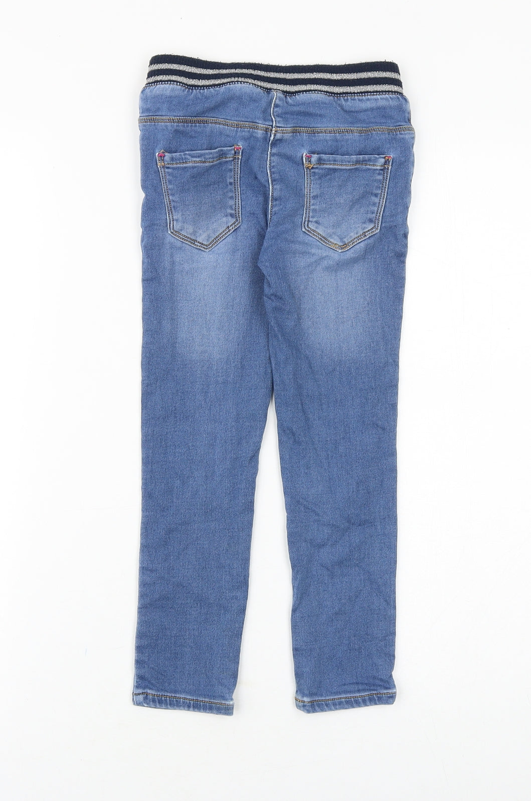 Nutmeg Girls Blue Cotton Skinny Jeans Size 4-5 Years Regular Pullover - Unicorn
