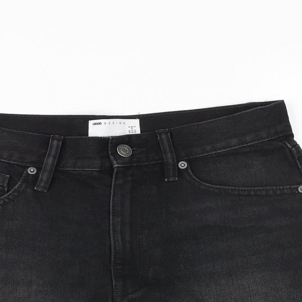 ASOS Womens Black Cotton Hot Pants Shorts Size 6 Regular Zip