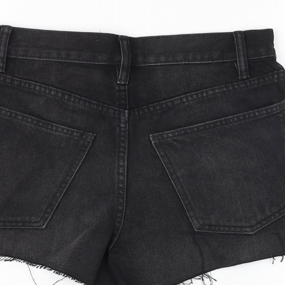 ASOS Womens Black Cotton Hot Pants Shorts Size 6 Regular Zip