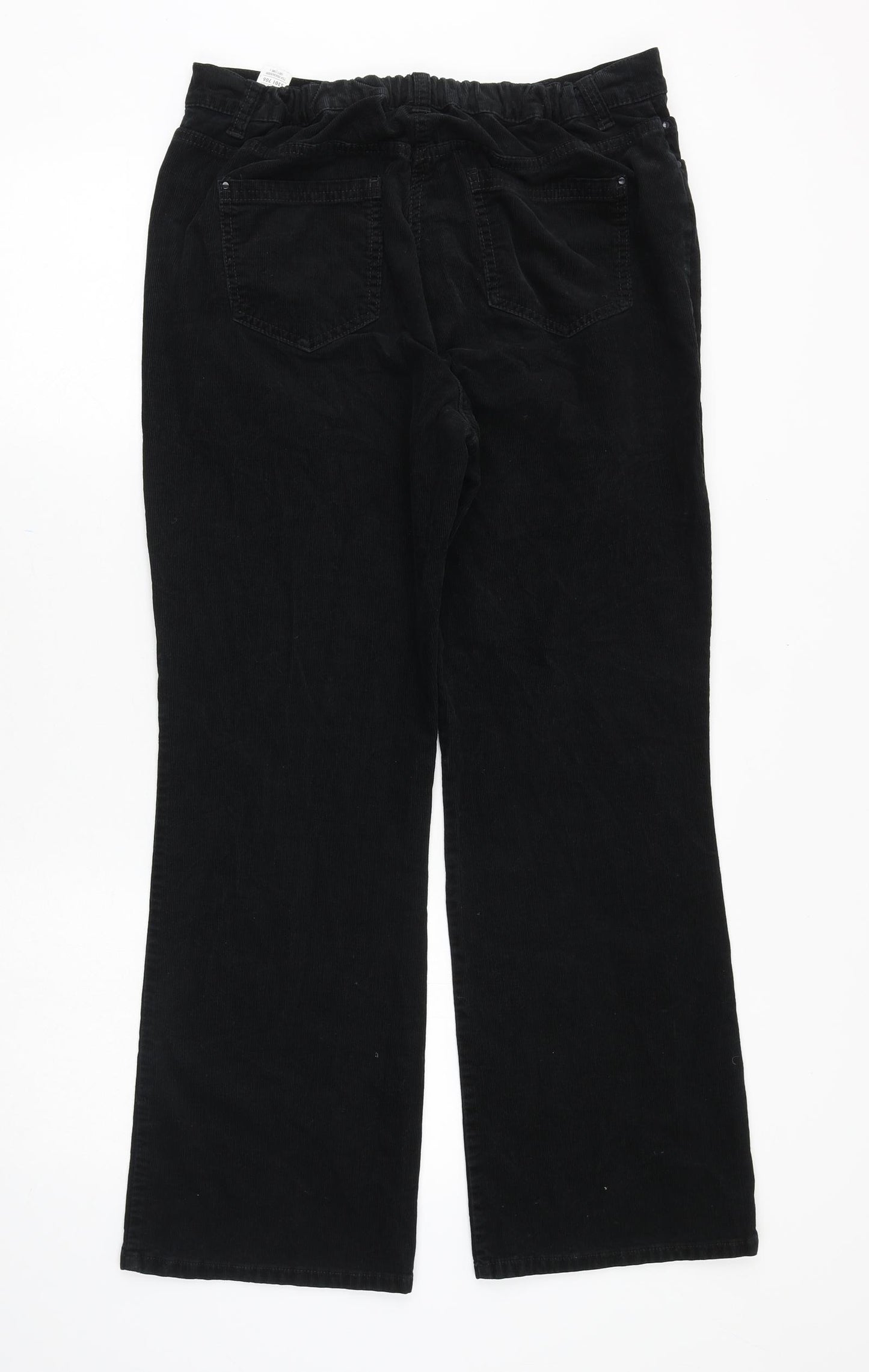 Marks and Spencer Womens Black Cotton Trousers Size 16 Regular Zip
