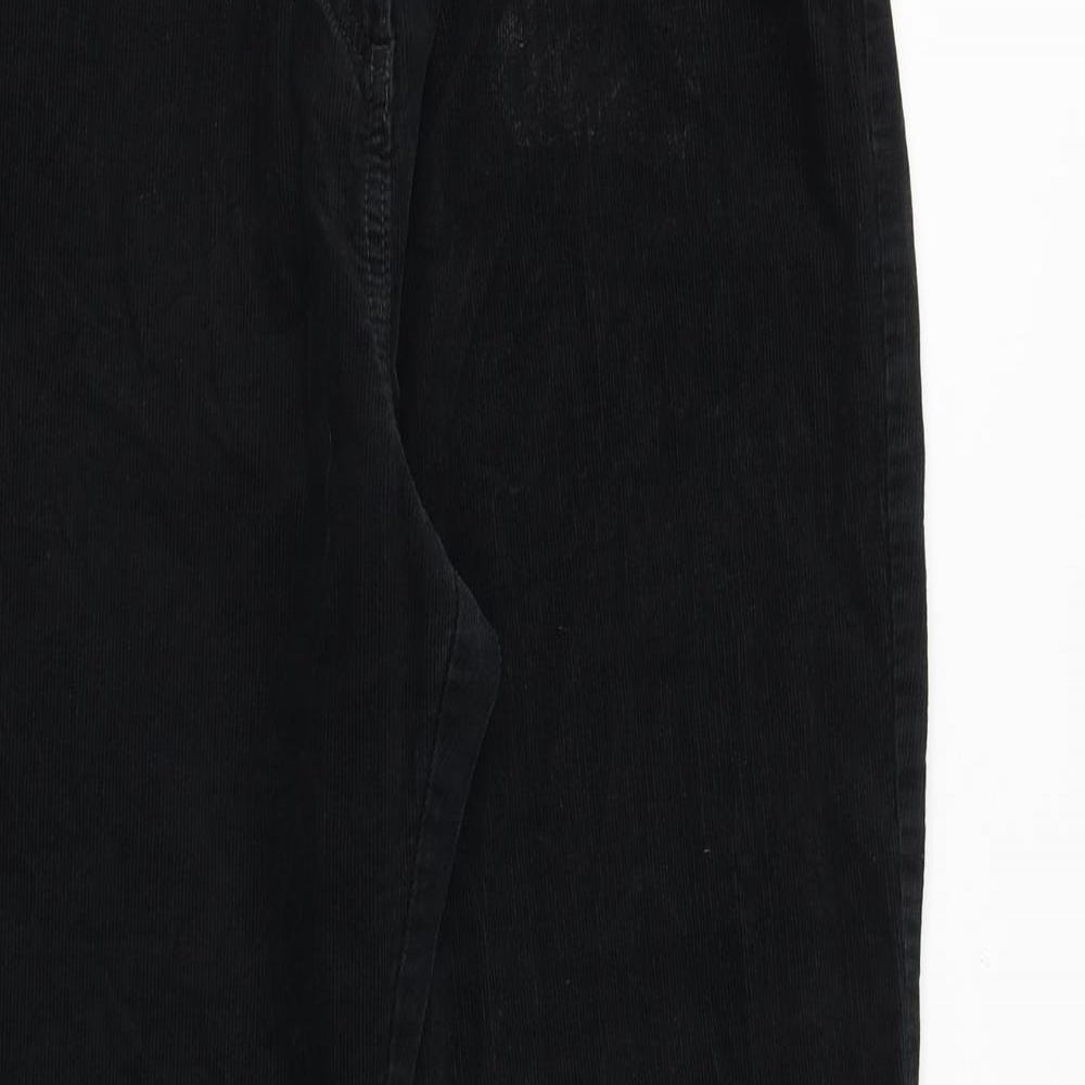 Marks and Spencer Womens Black Cotton Trousers Size 16 Regular Zip
