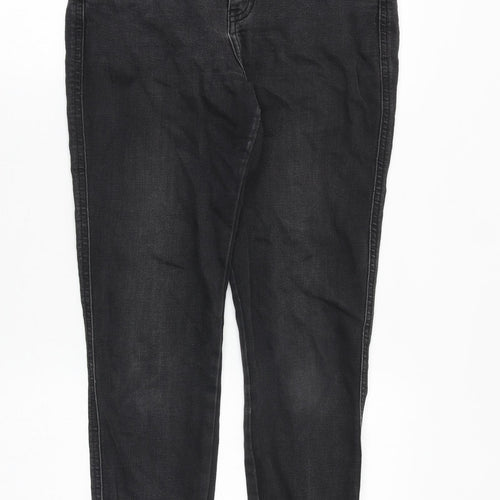 New Look Womens Black Cotton Skinny Jeans Size 10 Slim Zip - Distressed Hems