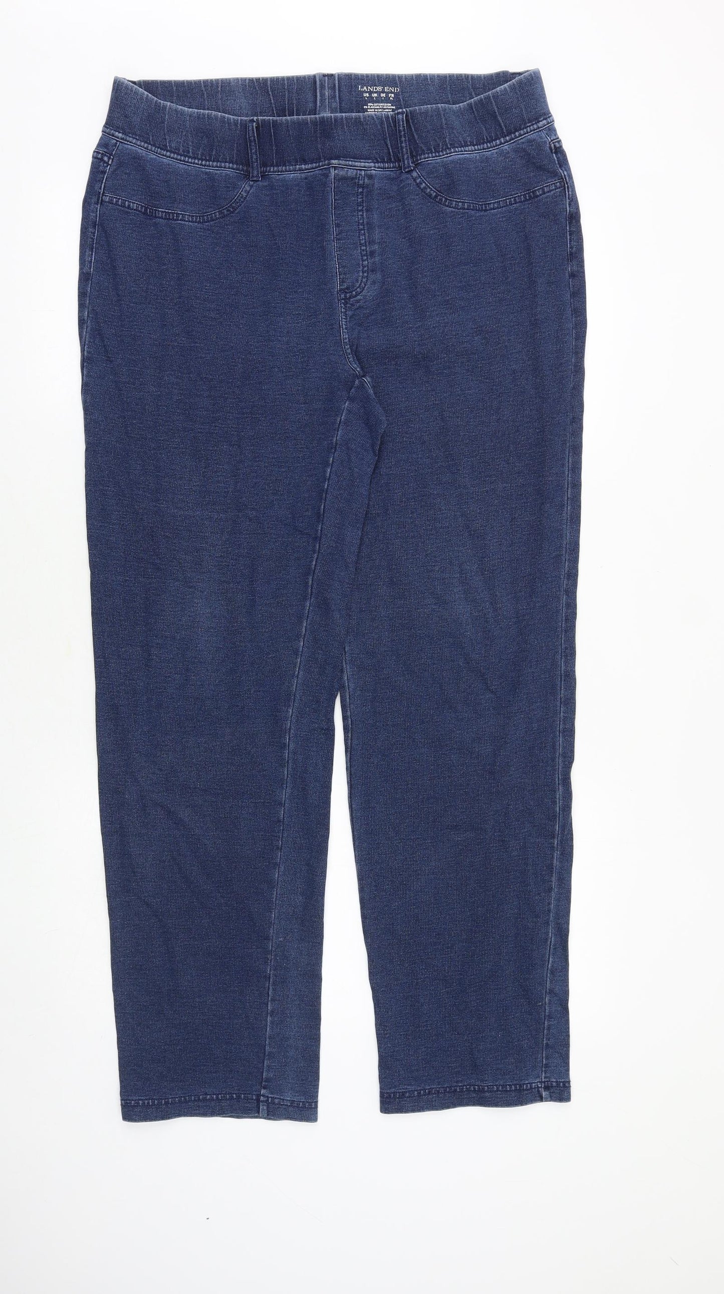 Lands' End Womens Blue Cotton Jegging Jeans Size L Slim