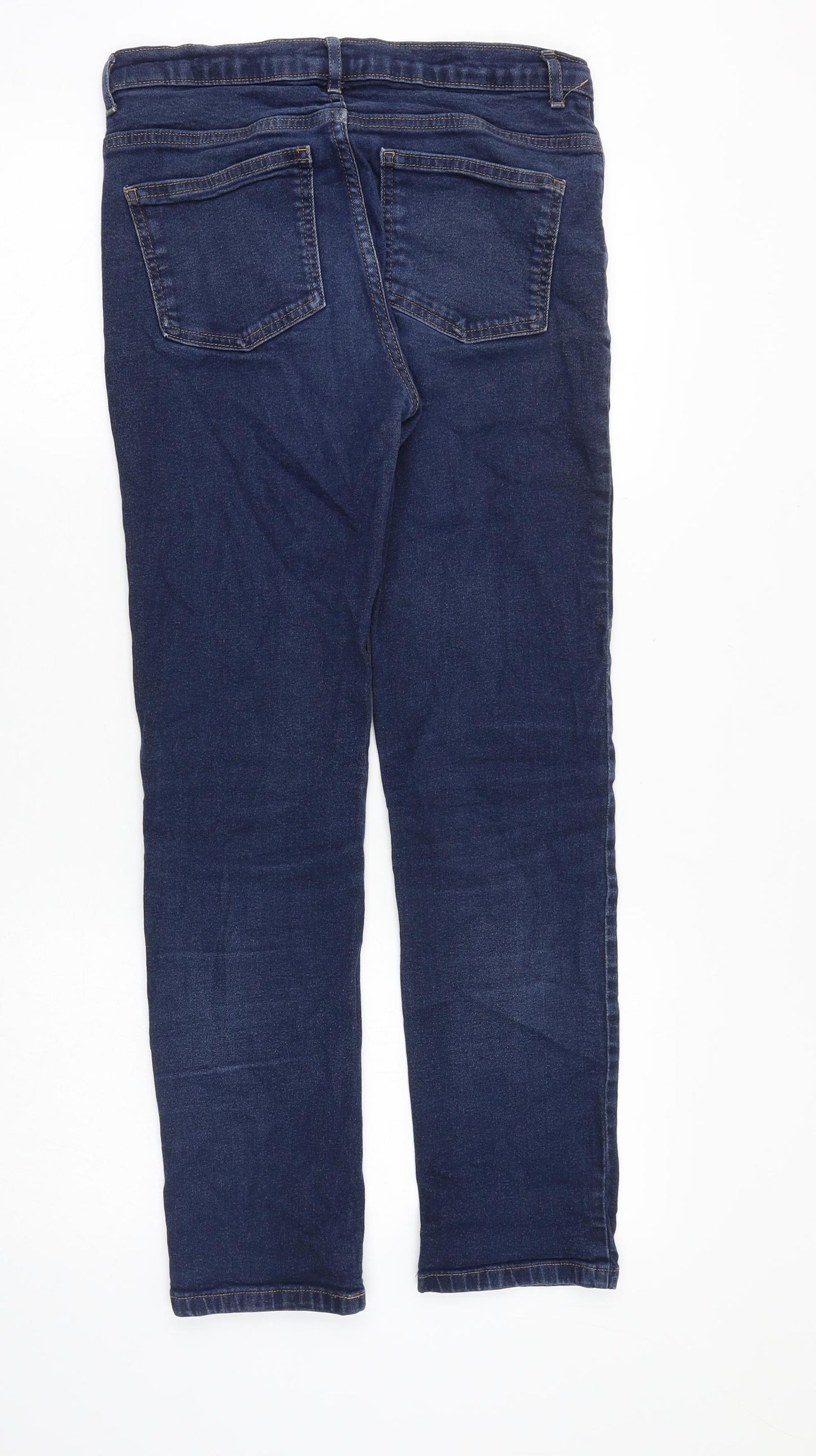 Marks and Spencer Womens Blue Cotton Straight Jeans Size 10 Regular Zip