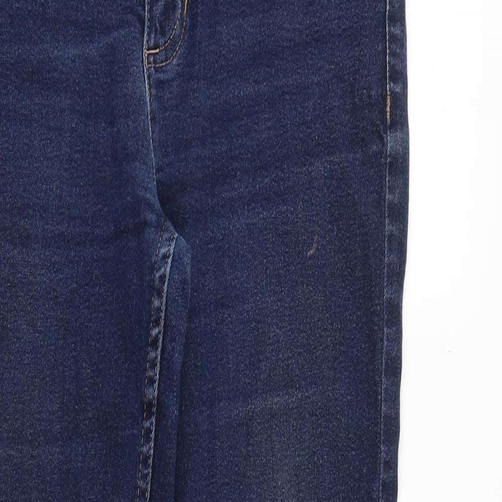 Marks and Spencer Womens Blue Cotton Straight Jeans Size 10 Regular Zip