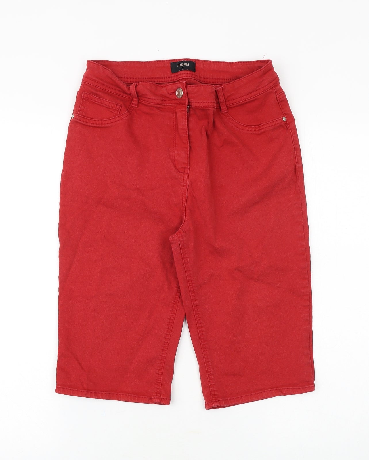 Matalan Womens Red Cotton Bermuda Shorts Size 12 Regular Zip