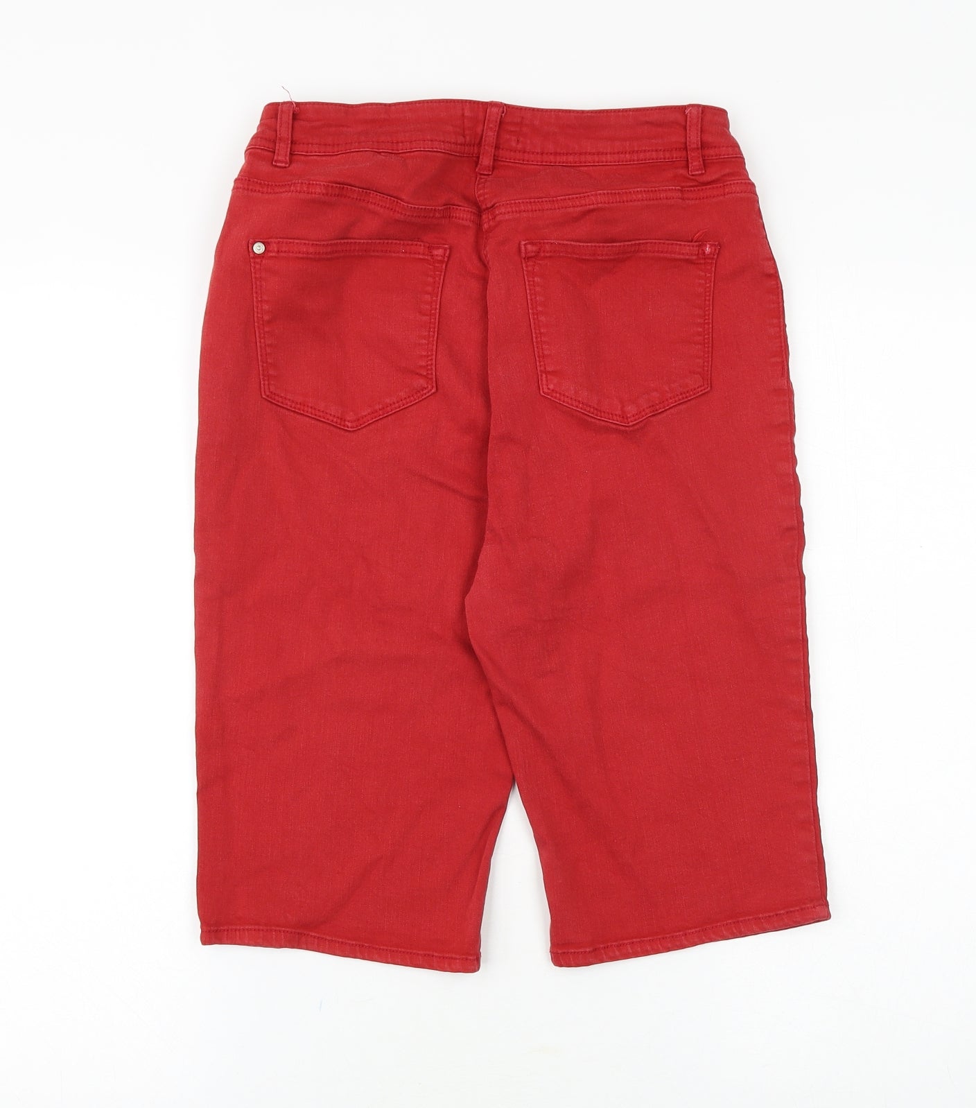 Matalan Womens Red Cotton Bermuda Shorts Size 12 Regular Zip
