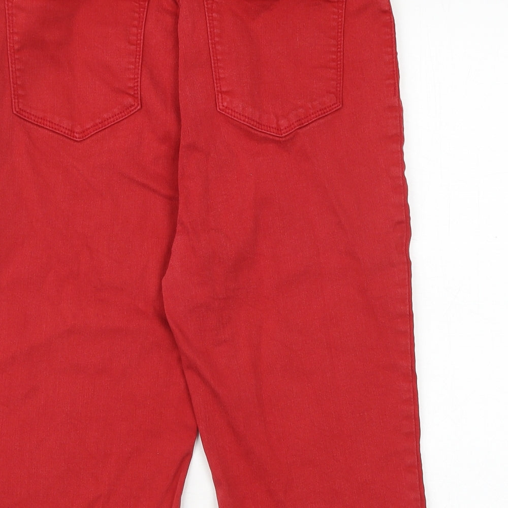 Matalan Womens Red Cotton Bermuda Shorts Size 12 Regular Zip