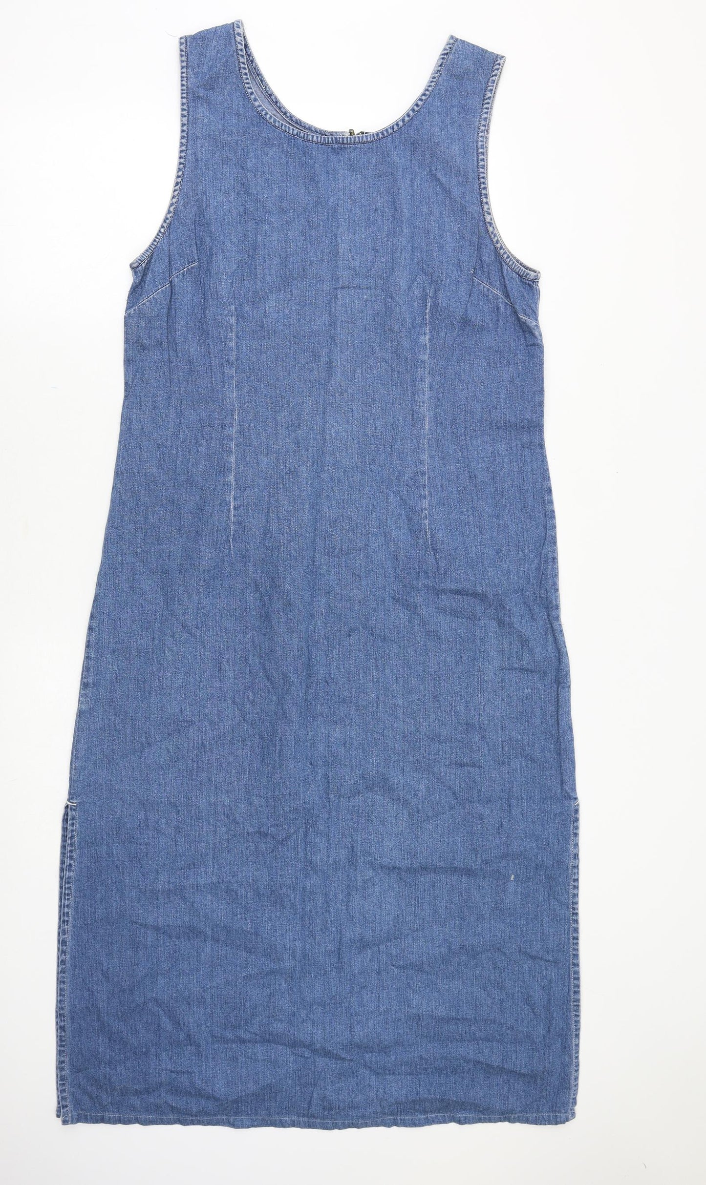 Equation Womens Blue Cotton A-Line Size 16 Scoop Neck Zip