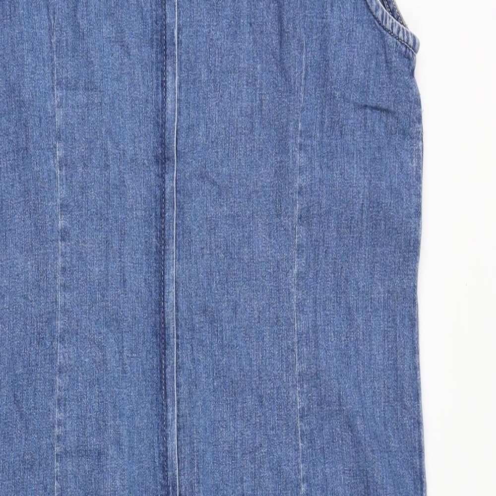 Equation Womens Blue Cotton A-Line Size 16 Scoop Neck Zip