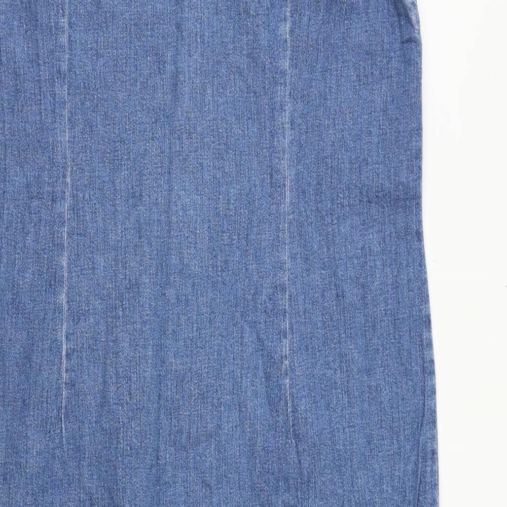 Equation Womens Blue Cotton A-Line Size 16 Scoop Neck Zip