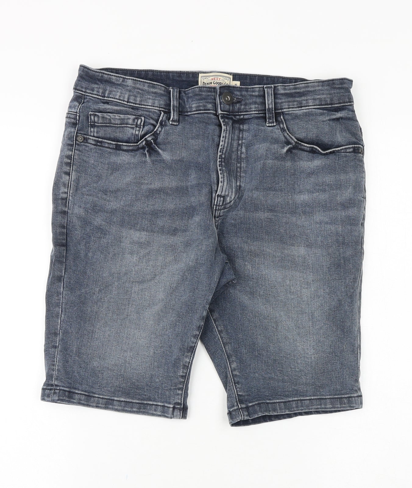 NEXT Mens Blue Cotton Chino Shorts Size 32 in Regular Zip