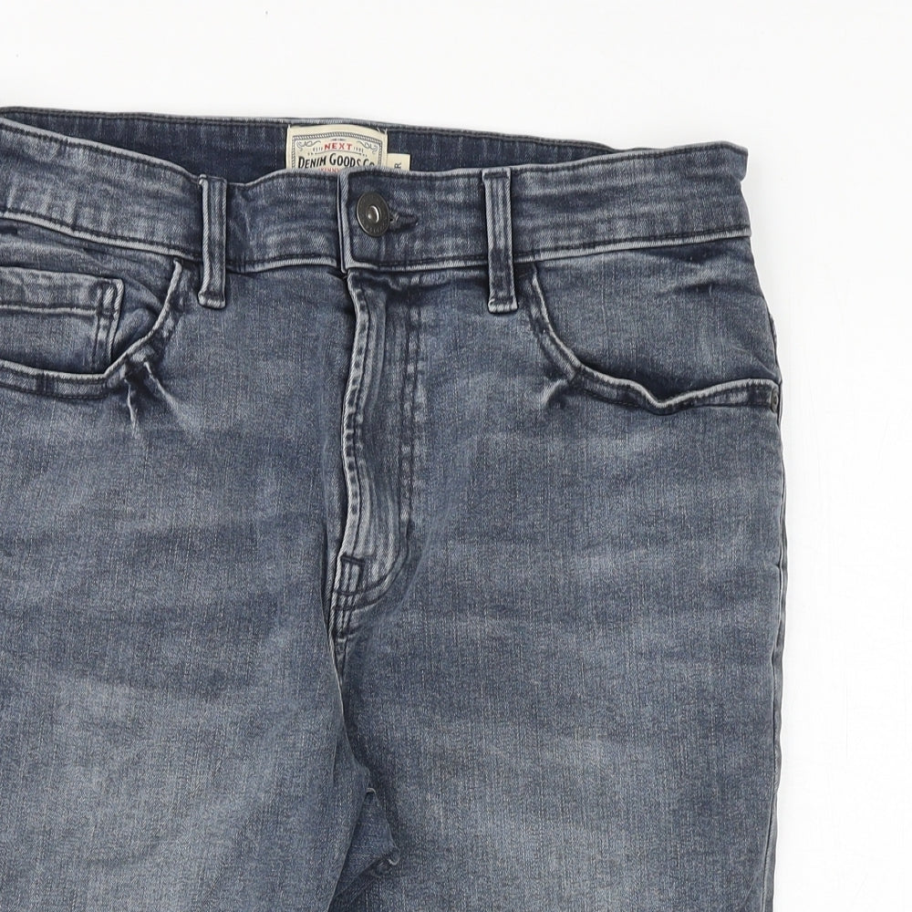 NEXT Mens Blue Cotton Chino Shorts Size 32 in Regular Zip