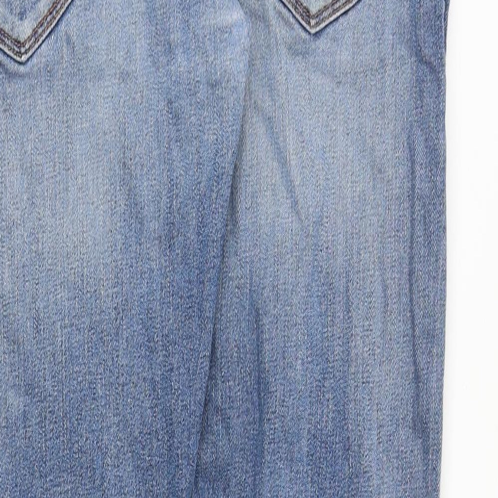 GUESS Womens Blue Cotton Straight Jeans Size 32 in Regular Zip - Distressed