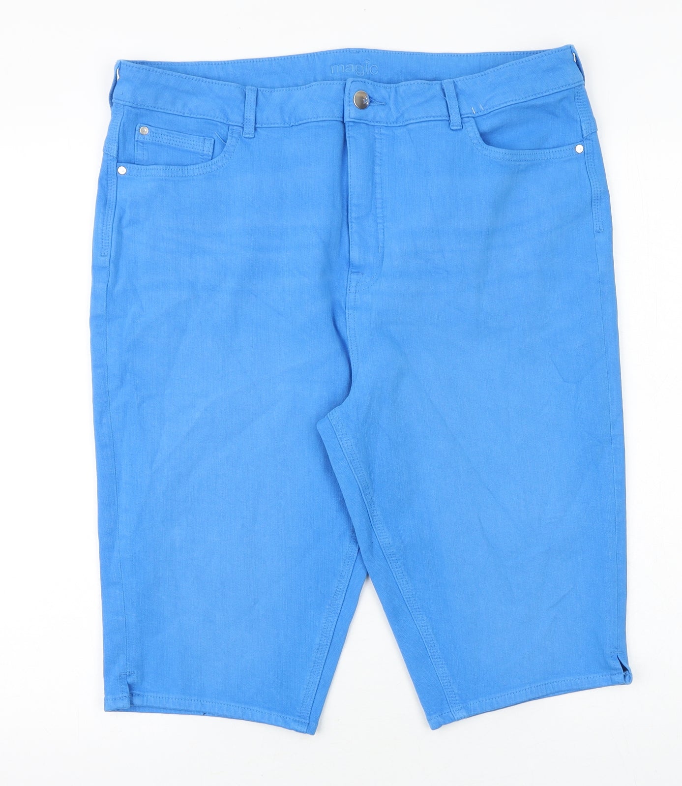 Marks and Spencer Womens Blue Cotton Bermuda Shorts Size 18 Regular Zip