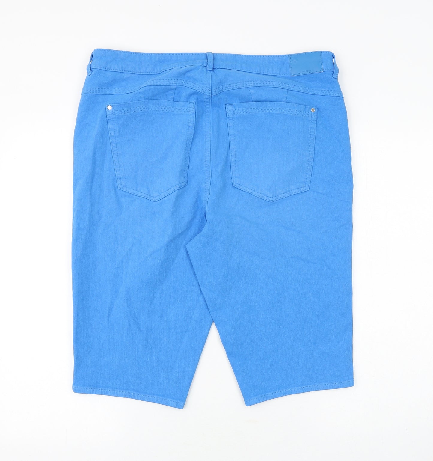 Marks and Spencer Womens Blue Cotton Bermuda Shorts Size 18 Regular Zip
