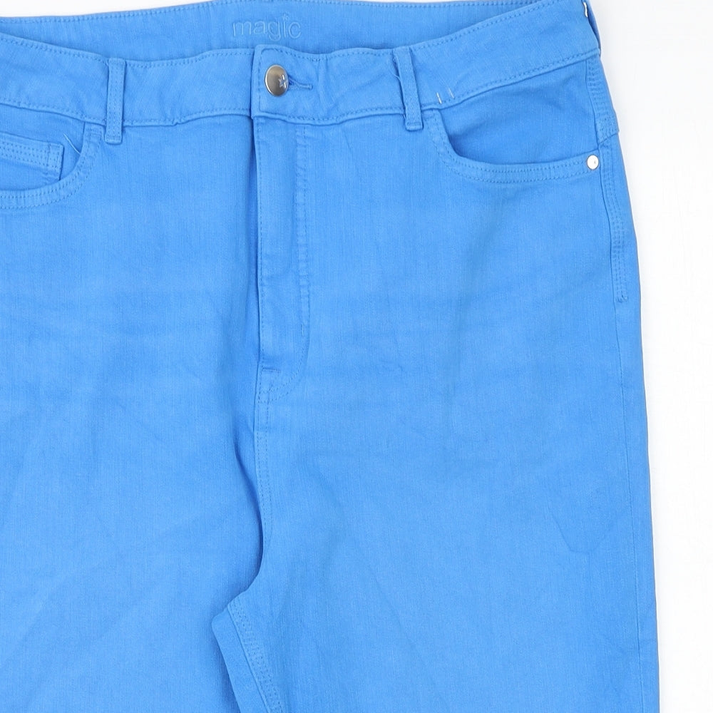 Marks and Spencer Womens Blue Cotton Bermuda Shorts Size 18 Regular Zip