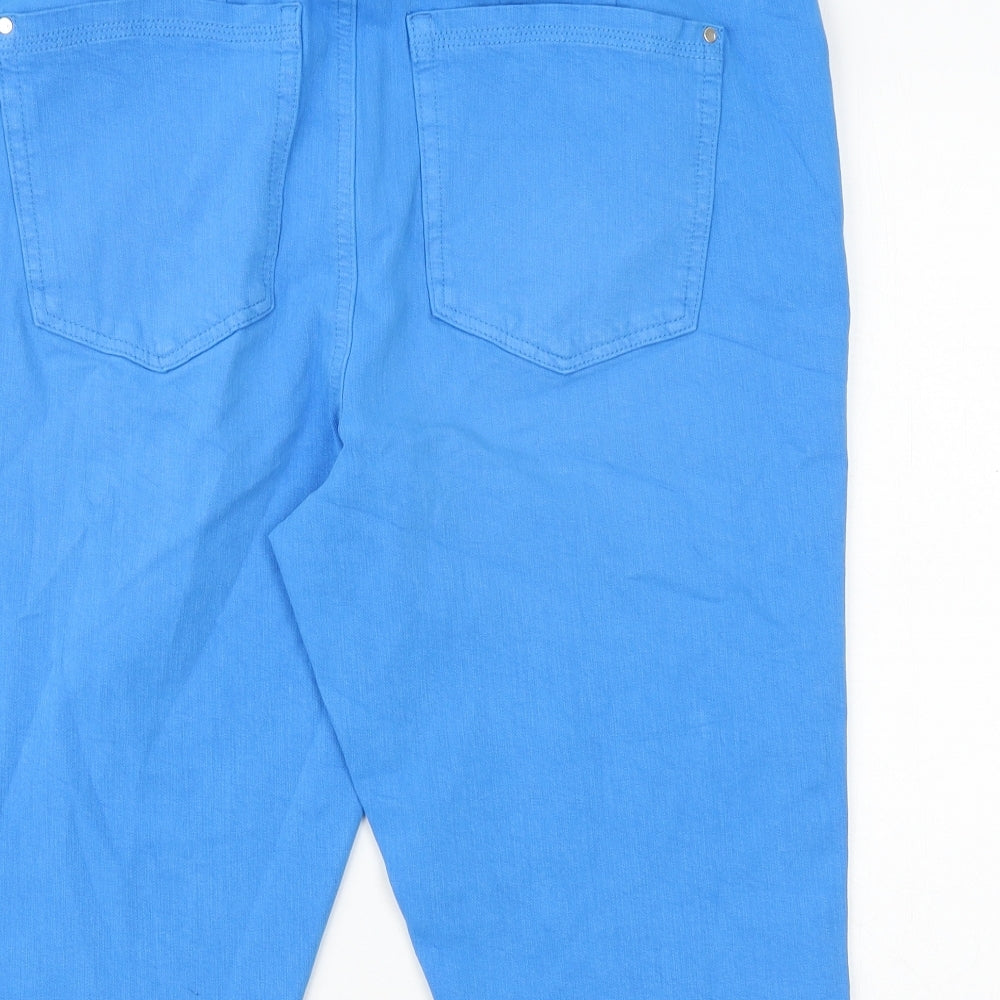 Marks and Spencer Womens Blue Cotton Bermuda Shorts Size 18 Regular Zip