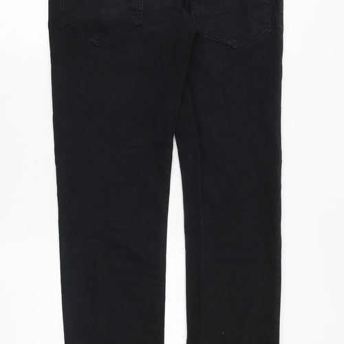 F&F Mens Black Cotton Straight Jeans Size 30 in Regular Zip