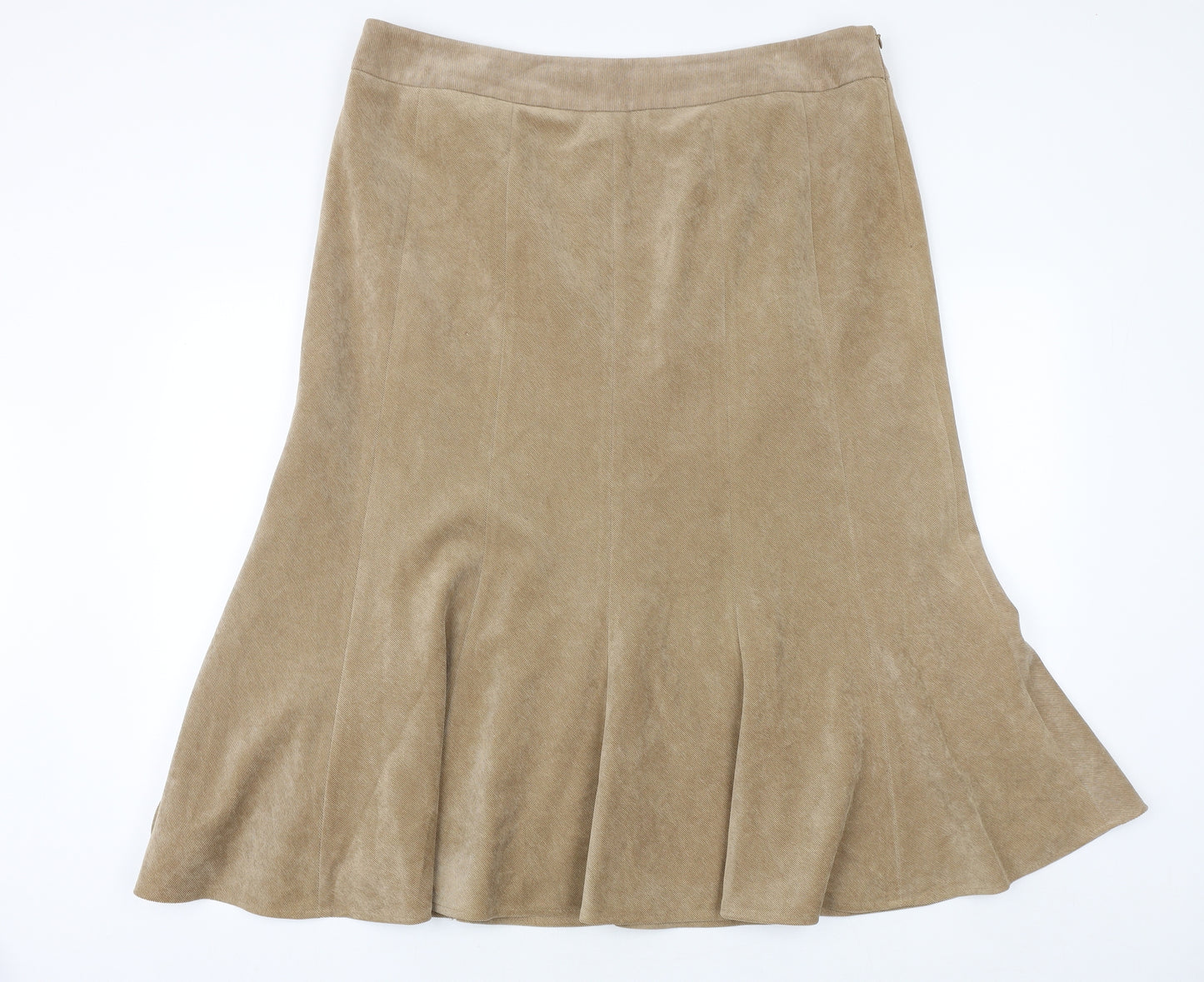 Viyella Womens Beige Polyester Swing Skirt Size 18 Zip