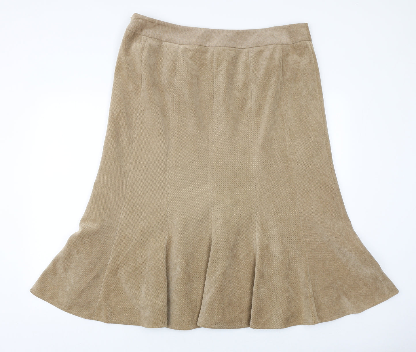 Viyella Womens Beige Polyester Swing Skirt Size 18 Zip