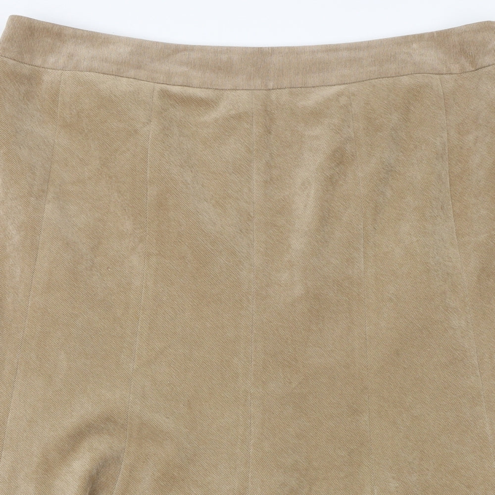Viyella Womens Beige Polyester Swing Skirt Size 18 Zip