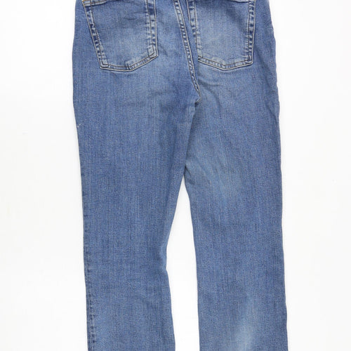 Zara Womens Blue Cotton Straight Jeans Size 10 Regular Zip