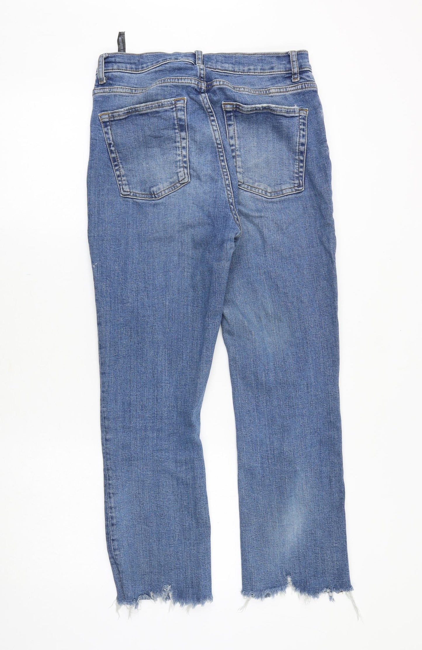 Zara Womens Blue Cotton Straight Jeans Size 10 Regular Zip