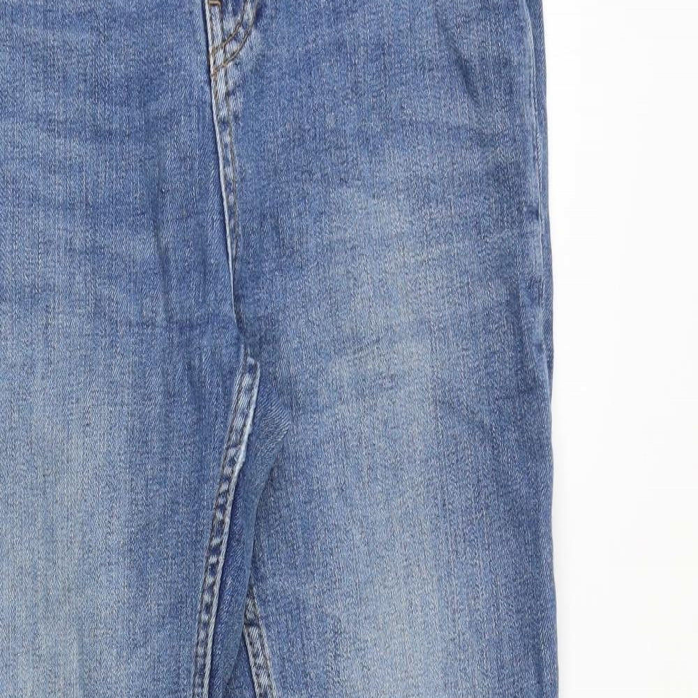 Zara Womens Blue Cotton Straight Jeans Size 10 Regular Zip