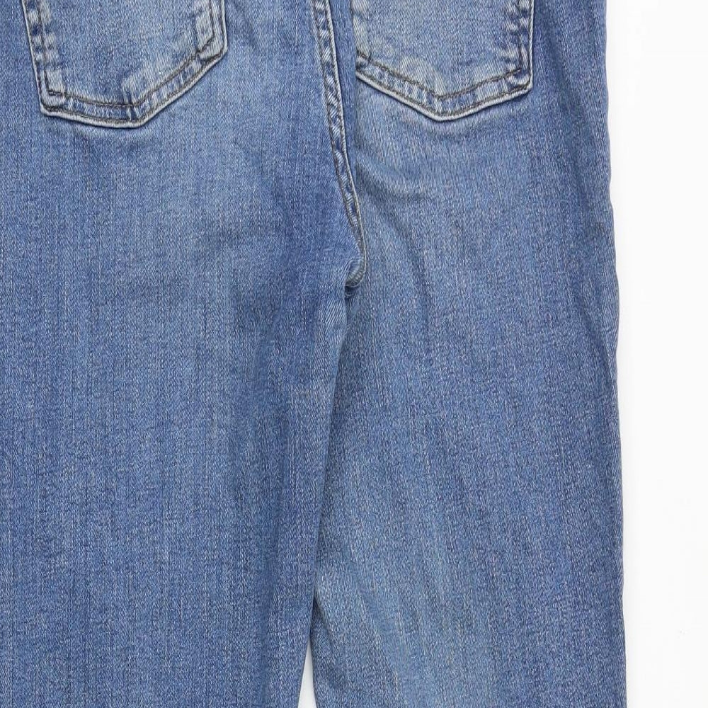 Zara Womens Blue Cotton Straight Jeans Size 10 Regular Zip