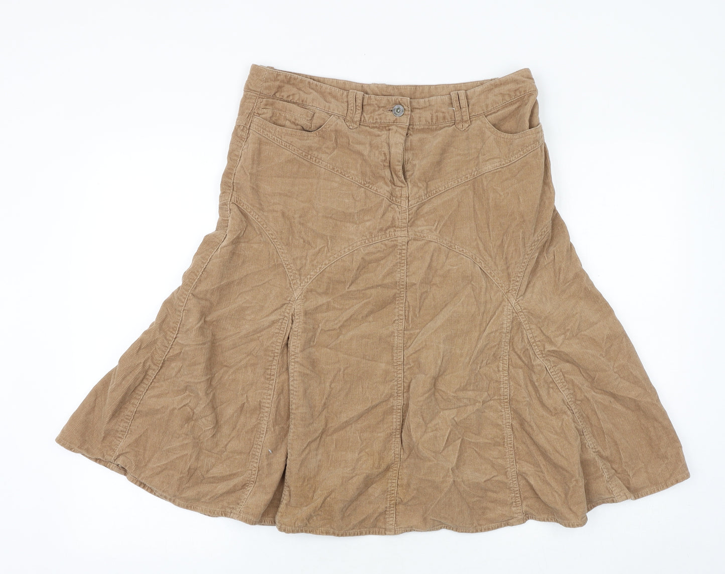 TU Womens Brown Cotton Swing Skirt Size 12 Button