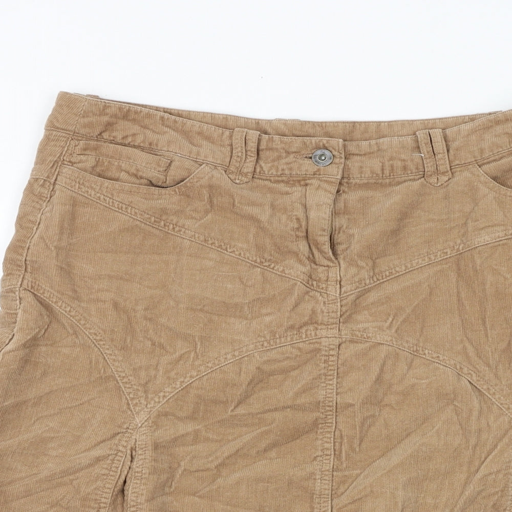 TU Womens Brown Cotton Swing Skirt Size 12 Button